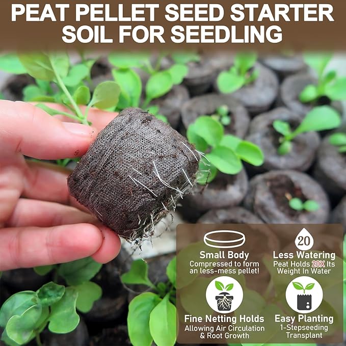 Legigo 100 Pcs 40mm Seed Starter Peat Pellets Pods for Seedlings- Compressed Seed Starting Pellets Seed Starter Pods Plugs Soil Peat Pods for Starting Seeds, Garden Planting Herb Flower Vegetables