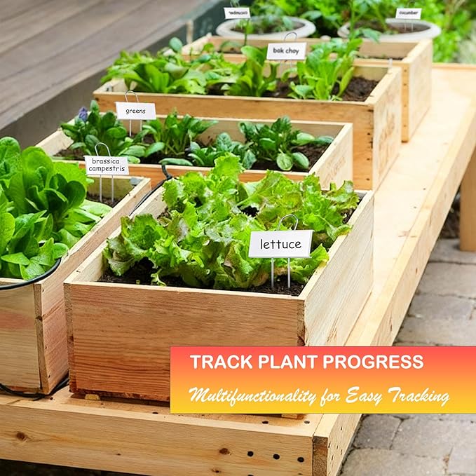 30-Pack Rust-Proof Metal Plant Labels with Galvanized Stakes, Height 10.6" Label Area 3.5"x1.2", Waterproof Weatherproof Garden Markers, Reusable Tags with 2 Pens (White)