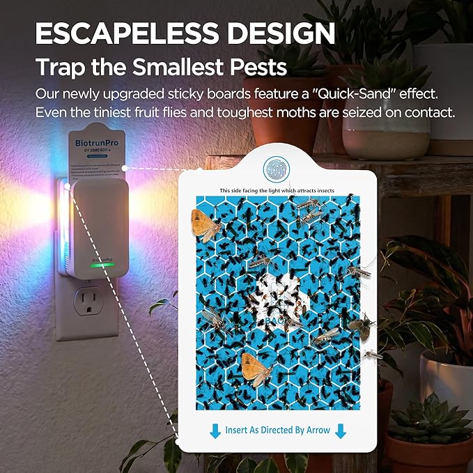 2 Flying Insect Traps+10 Refill Cartridges, 2026 2nd Gen, UV/Blue/Yellow Light Plug in Fly Trap & Indoor Bug Catcher for Gnats, No-Mess Bug Zapper, House & Fruit Flies, 7 * 24hrs Pest Control