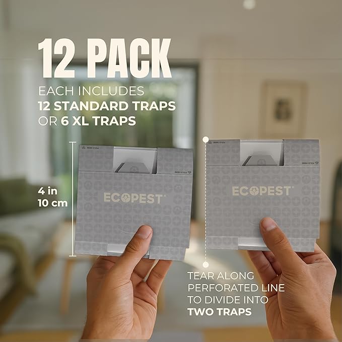 Silverfish Trap — 12 Pack | Sticky Indoor Glue Trap for Silverfish, Firebrat, and Other Bugs and Crawling Insects | Adhesive Silverfish Killer Paks, Monitor, and Detector with Natural Bait Attractant