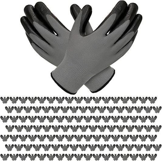 YOUKE OLA 120 Pair Gardening Gloves for Men Women, Breathable Rubber Coated Garden Gloves Working Gloves for Gardening, Construction Black