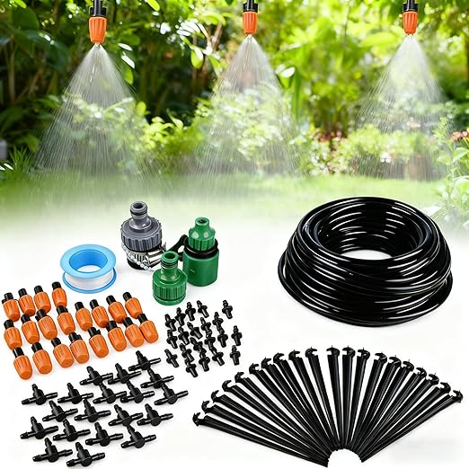 Drip Irrigation System，1/4" Blank Distribution Tubing Watering Hose, DIY Micro Sprinkler Automatic Plant Waterer for Garden, Greenhouse, Raised Bed, Patio & Outdoor Plants （50FT