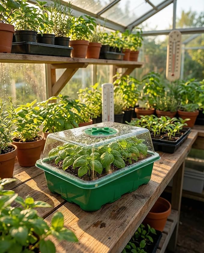 10 Packs Seed Starter Tray Seed Starter Kit with Humidity Dome (120 Cells Total Tray) Seed Starting Trays Plant Starter Kit and Base Mini Greenhouse Germination Kit for Seeds Growing Starting