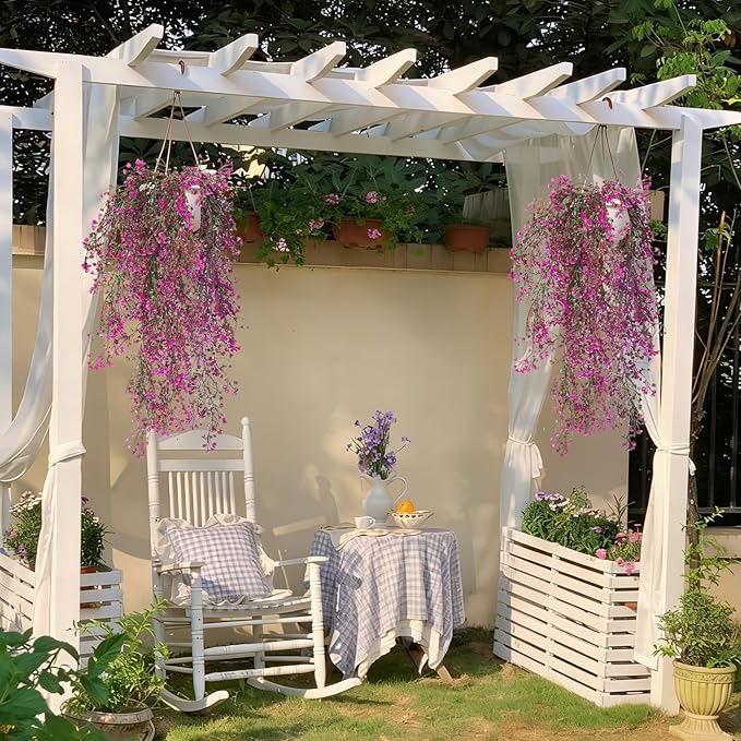 RECUTMS Artificial Hanging Leaves Plants 6Pcs Indoor Fake Flower Swags Faux Vines Ivy Leaves Plastic Greenery Resistant Plastic for Wall Wedding Party Porch Garden Decoration(Fuchsia)