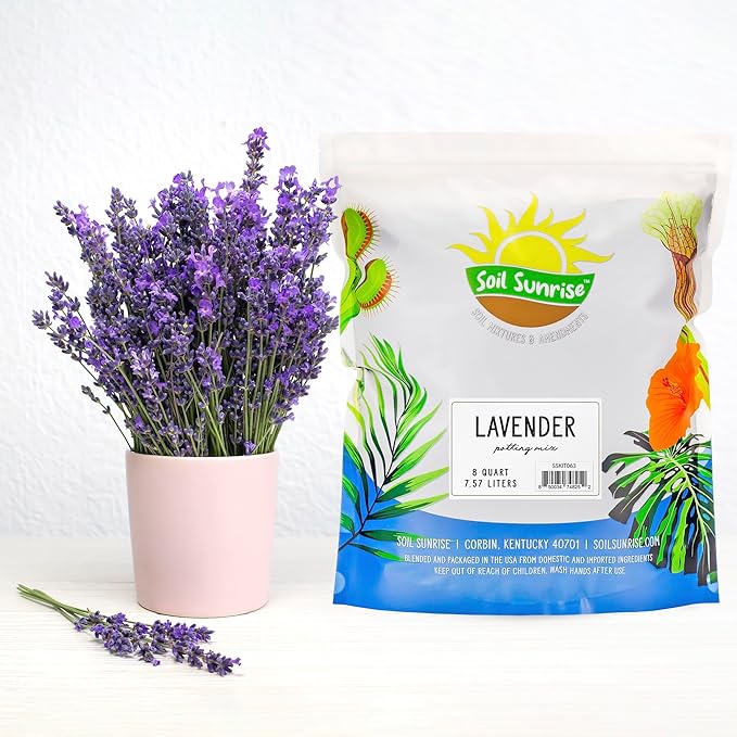 Soil Sunrise Lavender Potting Soil Mix (8 Quarts) Indoor/Outdoor Container Gardening Blend for Lavender Herb Plants