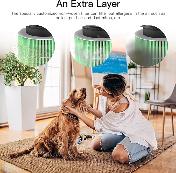 Air Purifier AP0601 Toxin Absorber Replacement Filters, 5-IN-1 High-efficiency HEPA Filter, 2 Pack, Green