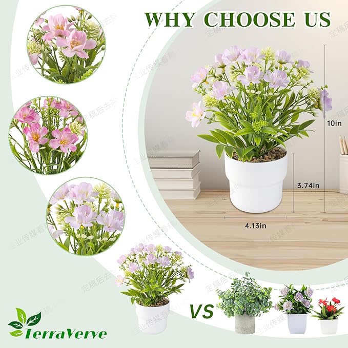 3-Piece Artificial Table Plant ， Lifelike Indoor Plants for Home, Office, Bedroom, Bathroom Decor ，Rustic Farmhouse Style mini Potted plantsry