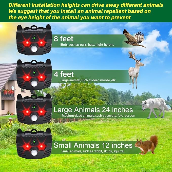 Solar Nocturnal Animal Repellent Outdoor Predator Lights for Chicken Coop Predator Protection Coyote Deterrent for Yard Nite Guard Solar Lights Predator Eyes-Protects Against Fox,Raccoon,Skunk,Deer(4)