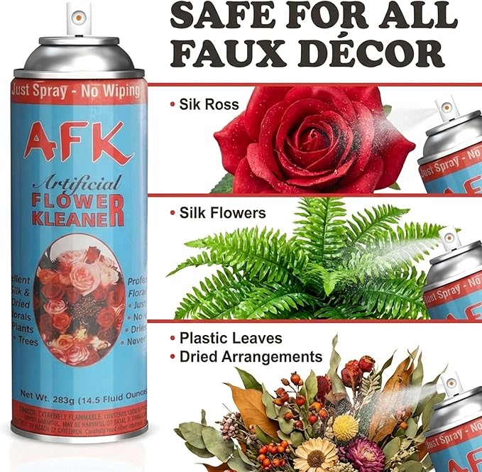 Larksilk Silk Flower Cleaner Spray for Artificial Plant & Flowers - Dust Remover Aerosol Spray for Fake Plants,Leaves & Décor - Artificial Plant Cleaner Spray No Wipe Finish, Silk Plant Cleaner Spray