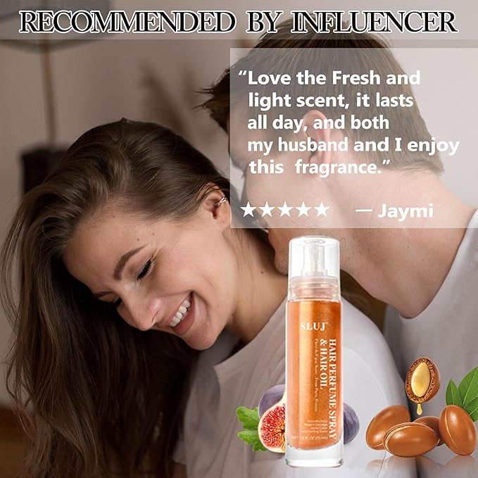 SLUJ Hair Perfume for Women - Hair Mist with Argan Oil & Bronze Shimmer, Lightweight Hair Oil Spray for Dry Hair, Heat Protection Spray for Hair, Long Lasting Hair Scent