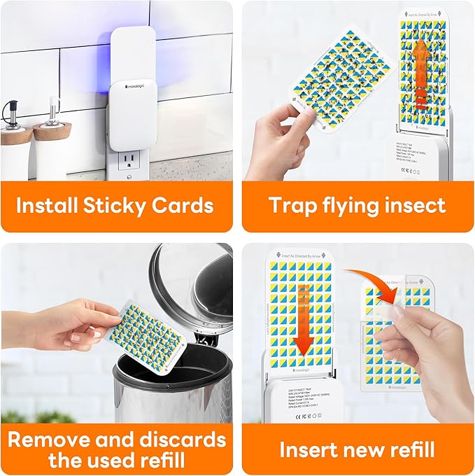 Mosalogic Fruit Fly Traps for Indoors Gnat Trap for House Indoor-600 Sqft Protection Area UV Fly Insect Trapper for Fruit Flies,Gnat,Mosquito,and Other Flying Insect Plug in Bug Killer White
