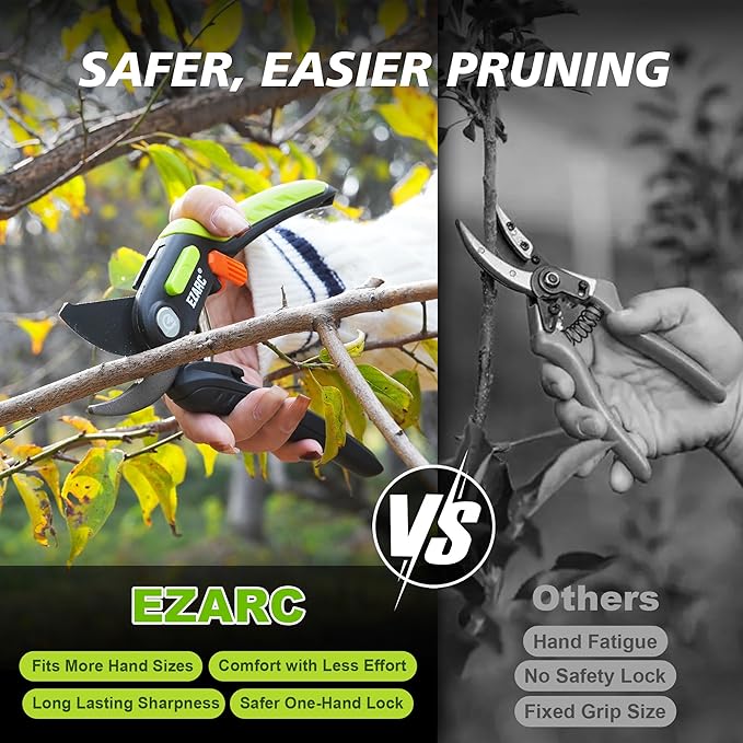 EZARC Garden Pruning Shears, Bypass Hand Pruner 1 Inch Cut Capacity, Garden Clippers Hand Tools for Cutting Flowers, Trimming Plants, Picking Fruits, 1 Pack