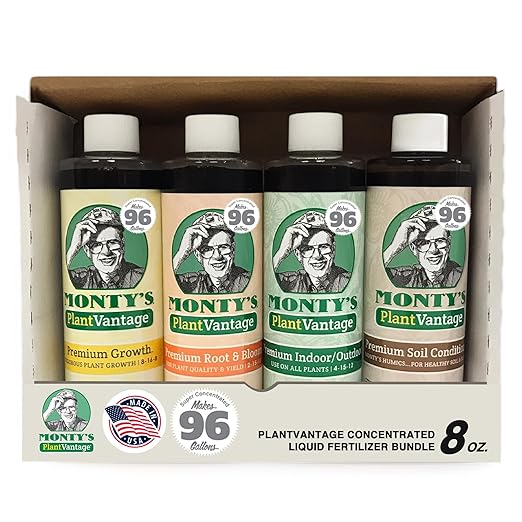 PlantVantage Concentrated Plant Fertilizer Bundle – Liquid Plant Food for Strong Roots, Stems and Larger Leaves – Root & Bloom, Indoor/Outdoor, Premium Growth and Soil Conditioner – 4-Pack, 8 oz Each