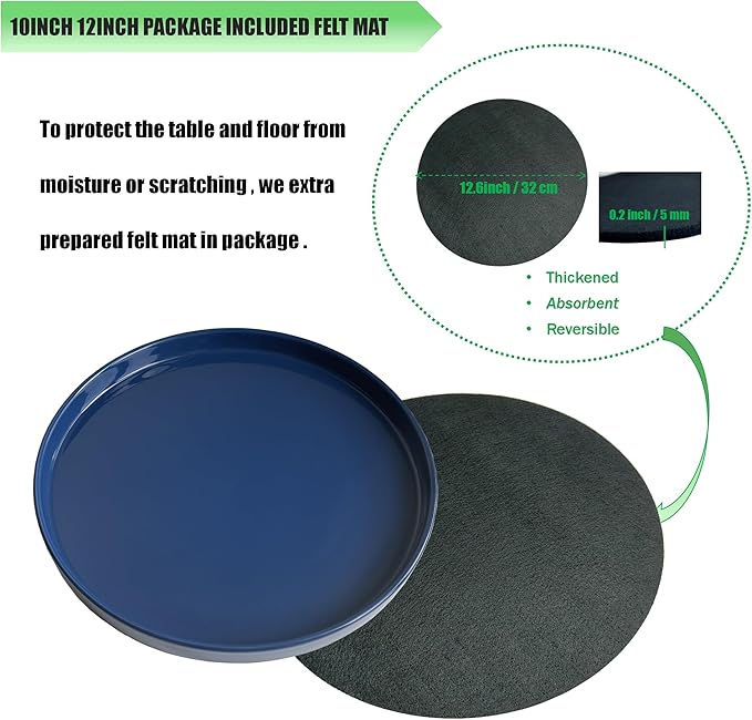 Yukfona Ceramic Plant Saucer Pot Tray Blue 2pcs-12 Inch, Planter Saucers 4 5 6 7 8 9 10 11 12 Inch for Indoors Outdoor, Durable Sturdy Flower Drainage Tray for Glazed Pots Base (12.5 Inch-Blue)