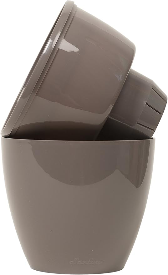 Santino, Self Watering Planter Deco 7.9 Inch, Shade , Indoor Decorative Flower Pot with Drainage Cartridge and Water Level Indicator