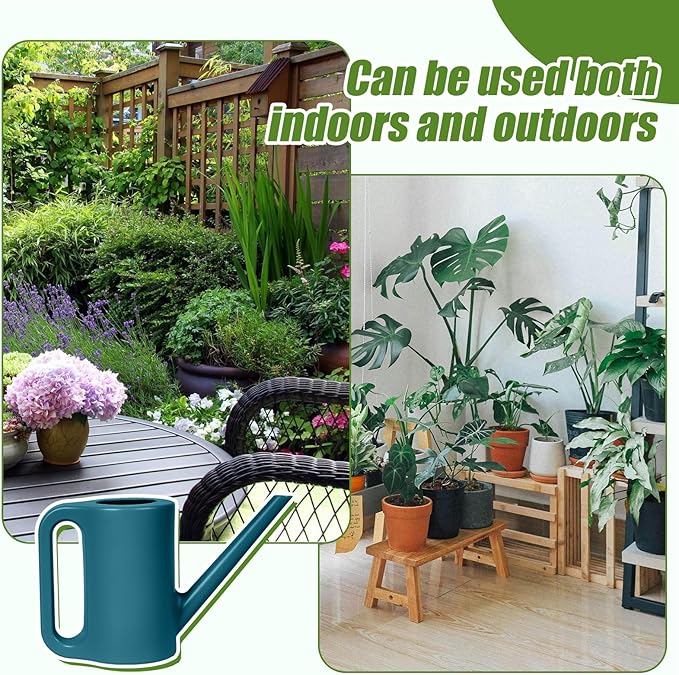 Plastic Watering Can - for Indoor and Outdoor Home Garden Plants - with Long Spout - Blue - 1/4 Gallon