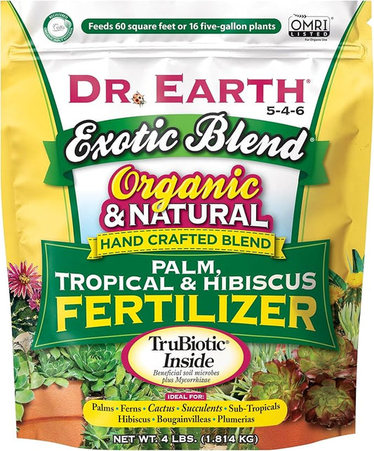 Dr. Earth Exotic Blend Organic Palm, Tropical & Hibiscus Fertilizer 4lb 5-4-6