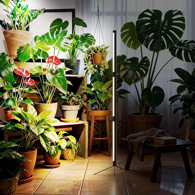 55W Standing Plant Grow Light for Indoor Plants, Full Spectrum Grow Lights with Dimmer & Timer, Plant Lights for Large Houseplants, Indoor Garden Rack, Balcony & Greenhouse