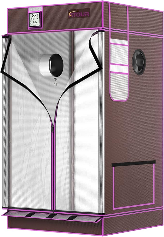 ATOUR 34“x34 x72 Grow Tent, Highest Density 1680D Diamond Mylar with Double Transparent Viewing Door and Floor Tray for Hydroponic Indoor Plant Growing