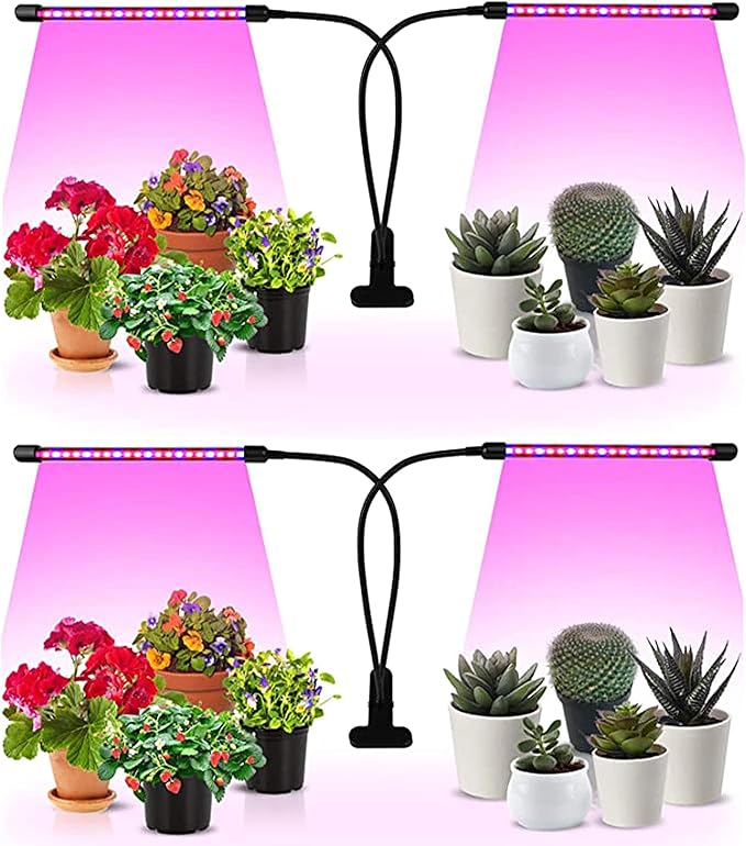 iPower Red&Blue Spectrum LED Grow Light with Adjustable Gooseneck, Auto ON/Off 3/9/12H Timing, 11 Dimmable Levels for Indoor Plant