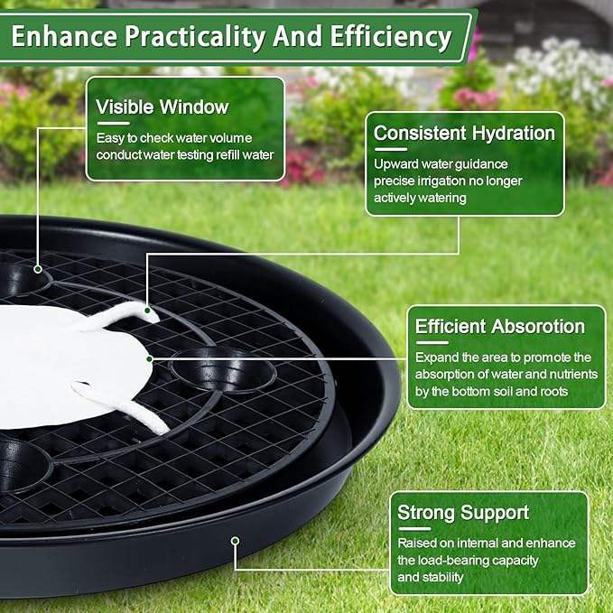 4 Pack 14'' Self-Watering Fabric Pot Base - Auto-Irrigation System Plant Saucer for 5 Gallon Fabric Pot, Auto Watering Plant Water Tray Self Watering System for Indoor Greenhouse Grow Tent Garden