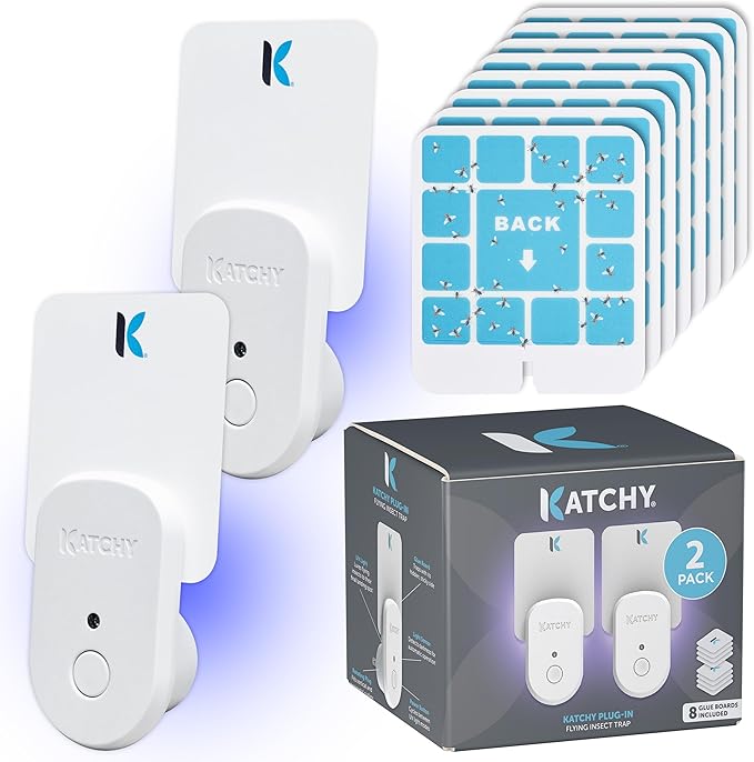 Katchy Plug-in Fly Trap Indoor – Blue Light Bug Catcher for Mosquito, Gnat, Fruit Fly & Small Moth – Chemical-Free & Eco-Friendly – All Indoor Areas: Kitchen, Living Room & Plants (2 Pack)