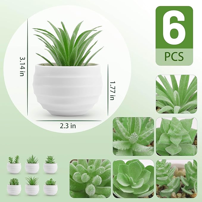Der Rose 6 Pack Fake Plants Small Realistic Succulents Plants Artificial for Home Room Decor Indoor