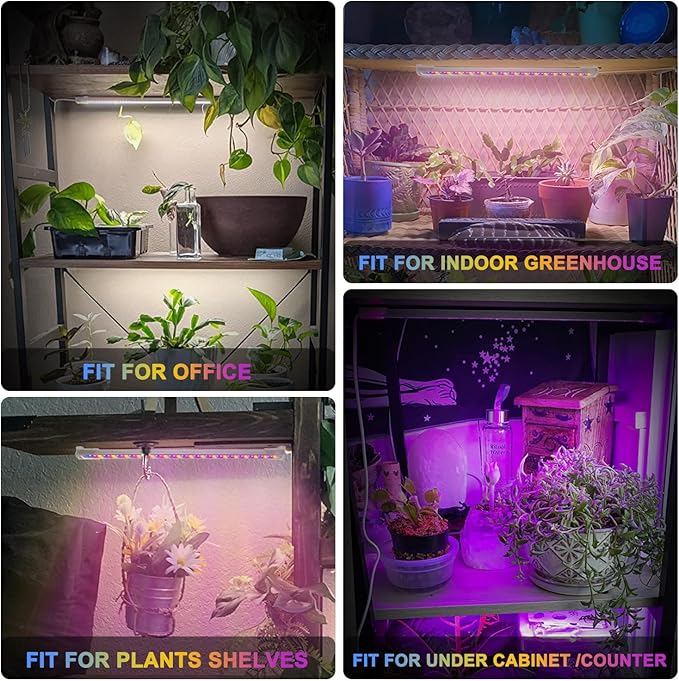Mosthink Grow Lights for Indoor Plants Full Spectrum, Grow Light Strips with Auto Timer 3/6/12 H, Plant Lights with Red Blue White LEDs, 3 Lighting Modes,5 Dimmable Levels, 2 Packs,Updated Controller