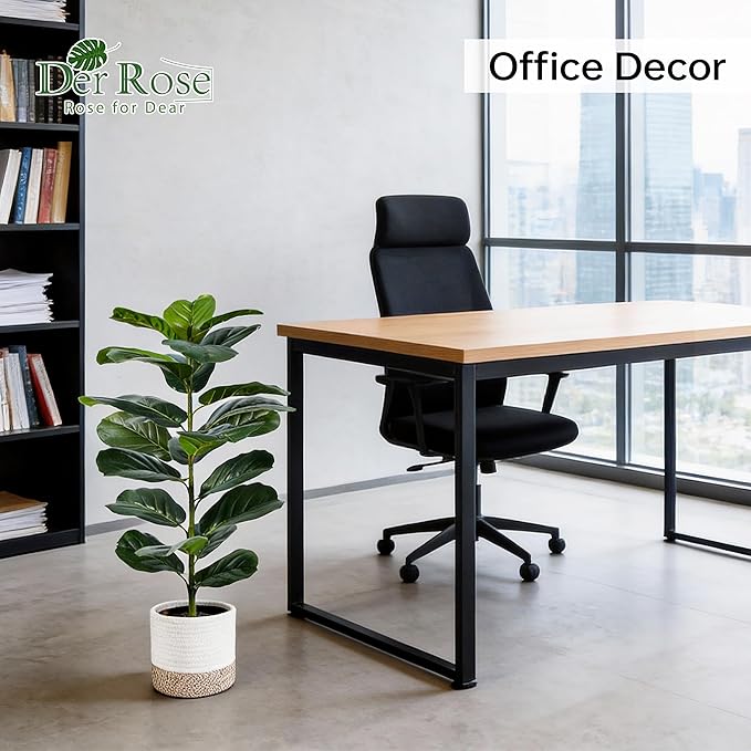 Der Rose 2 Pack 30" Artificial Fiddle Leaf Fig Tree, Mid-Size Realistic Plants Indoor & Outdoor Fake Plants for Apartment Home Living Room Office Decor