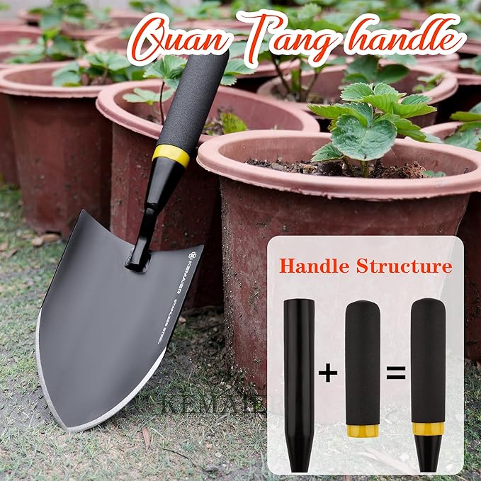 Kemaier Heavy Duty Stainless Steel Garden Trowel and Shovel, Easy Digging and Weeding, Durable Garden Tools for Gardening and Planting