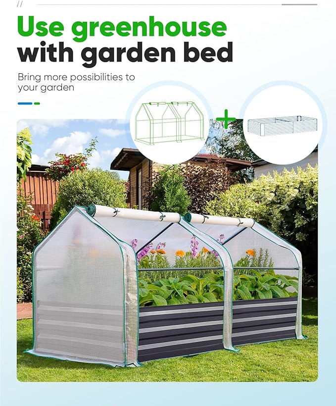 Quictent Mini Greenhouse, Portable Quick-Setup Small Tabletop Waterproof UV Protected PE Cover Shelter for Outdoors/Indoors W/ Raised Base for Garden Plant Seed Starting, 71"x36"x36", White