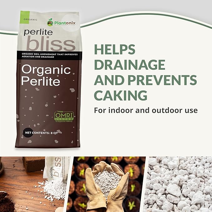Perlite Bliss (8 Qts) - Organic Perlite for Plants Indoor Soil Amendment - Horticultural Perlite for Gardening & Seed Starting - Mixes Easily with Potting Soil, Vermiculite, & Coco Coir for Plants