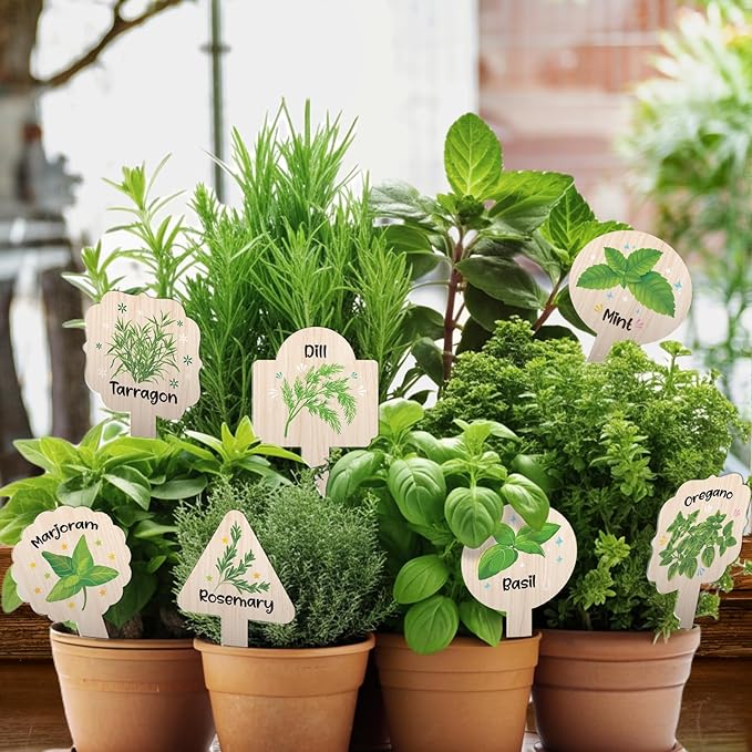 JUYRLE Plant Label Signs- 15PACK Herb Garden Markers, Plant Labels for Outdoor Garden Waterproof, Plant Tags with Names, Indoor Patio Tags for Succulent Flowers Greenery Seedling