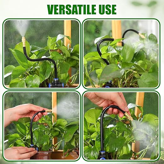 MorningRo 147ft Drip Irrigation Kit, 5/16" Tube Automatic Watering System with 45pcs 360° Adjustable Brass Nozzles, Water Saving DIY for Garden, Lawn, Yard, Greenhouse Plants
