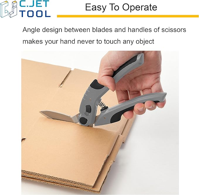 C.JET TOOL 10" Heavy Duty Scissors - Carpet Cutter, Industrial Multipurpose for Cardboard, Leather, Pruning, Gardening - Professional Soft Grip Stainless Steel (Black)