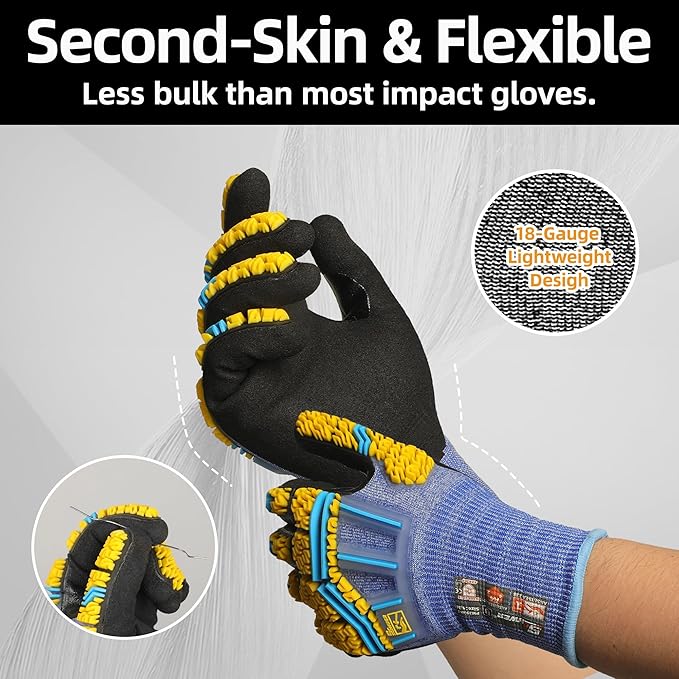 Schwer PRO-SKIN Impact Gloves with ANSI A4 Cut Reistant Protection, Flexible and Comfortable Work Gloves with Grip，Touchscreen, Used for Oil and Gas E&P，Mechanic, Construction, M, PM3900-T