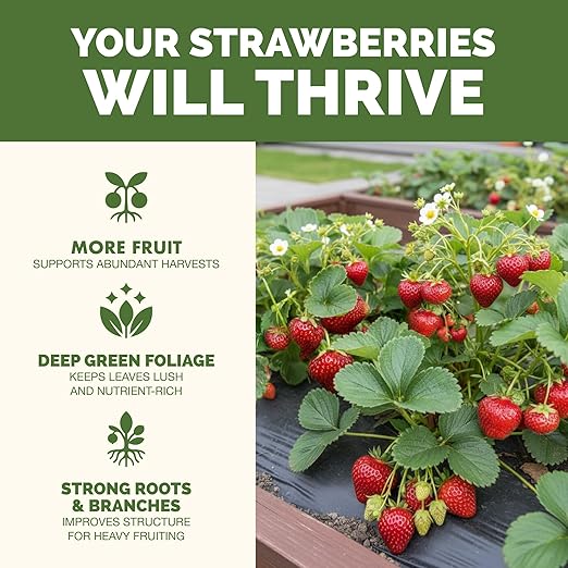 Strawberry Fertilizer – Liquid Plant Food for Better Flowering, Bigger Berries & Stronger Root Runners, 1 Gallon