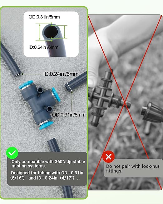 Drip Irrigation System 360° Adjustable - 2026 Upgraded 50FT Garden Watering System with 16 Nozzles and 90° Elbow, Greenhouse Drip Irrigation Kit for Garden, Yard, Lawn, Plants, 5/16in HDPE Hose(Gray)