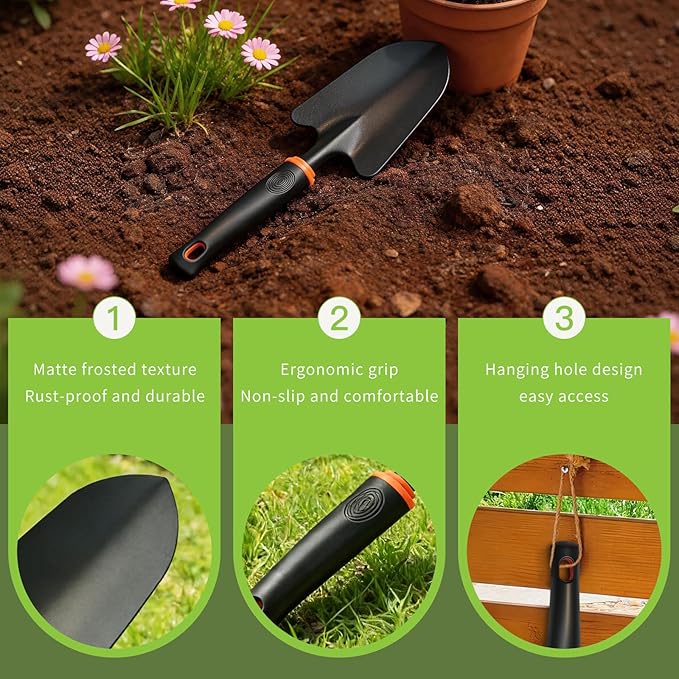 Garden Trowel, Heavy Duty Garden Trowel Hand Shovel for Gardening, Digging, Planting, Transplanting, and Cutting Roots