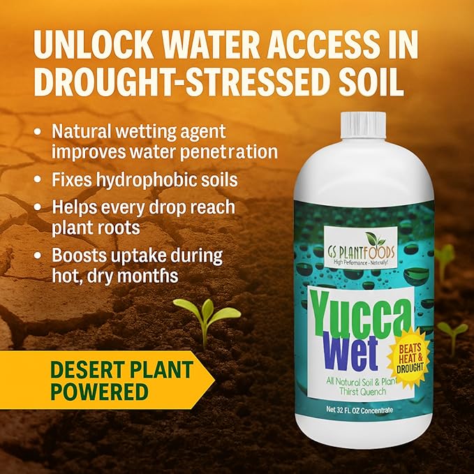 Yucca Wet, Liquid Yucca Extract- Organic wetting Agent and surfactant, Now in 32 oz Concentrate