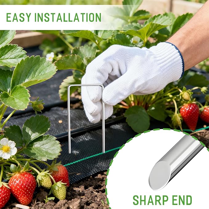 Landscape Staples Galvanized Garden Stakes,4 inch 100pack 12 Gauge Heavy Duty Garden Pins for Fences, Lawns, Weed Barriers and Landscape Fabrics, Irrigation Hose,Yard Lawn, Landscape Fabric
