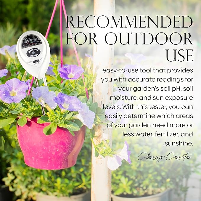 Classy Casita Plant Care Bundle: Sticky Traps, 24-Pack Plant Sticky Traps & 3-in-1 Garden Soil Tester Kit, Indoor and Outdoor Measuring Tool for House, Garden, Lawn,& Farm, White