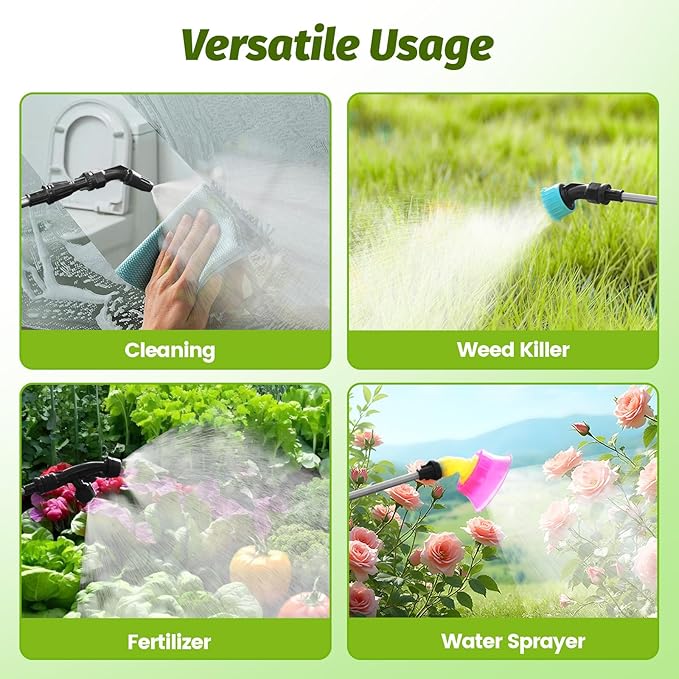 Battery Powered Backpack Sprayer 2.6Gallon, Electric Sprayer with 3-Adjustable Sprayings, Battery Indicator, 5 Nozzles, 41" Retractable Wand, Rechargeable Garden Sprayer for Weed, Lawn&Yard
