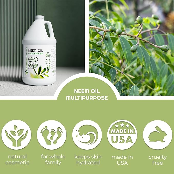 Premium Nature Organic Neem Oil for Skin and Hair Need Oil 100% Pure Cold Pressed for Essential Oil Mixing Neem Oils for Plants Neem Cake Massage Oil Neems Spray for Indoor Plants 1 Gallon