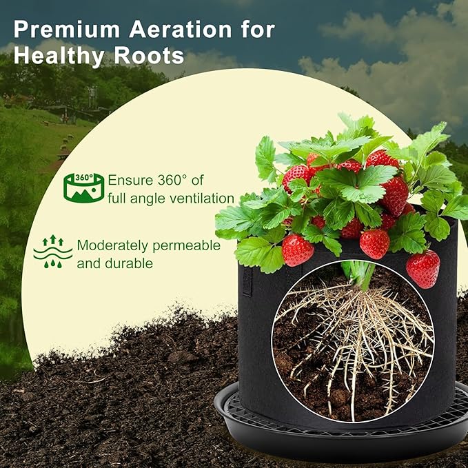 P Polerden 4 Pack Self Watering Fabric Pot Base 14 inch, Auto Pots Fit for 5 Gallon Grow Bags, Auto Watering Plant Saucer for Fabric Planters Plant Saucers Flower Pot Tray, 3 Year Warranty