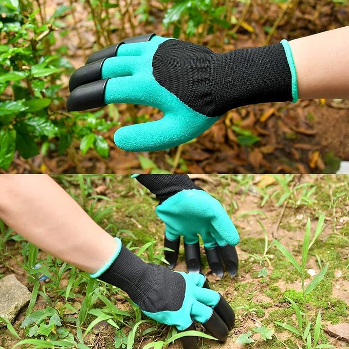 2 Pairs Garden Gloves,Gardening Work Gloves with Sturdy Claws Quick & Easy