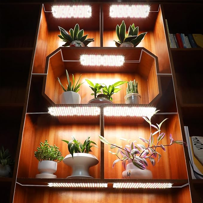 4Pack 2026 Ultra-Thin Panel Grow Lights for Seed Starting, Vegetables, Greenhouse & Under Cabinet & Shelf Plants with Timer 4/8/12/16/20H, Free Connect Full Spectrum Indoor LED Plant Growing Lamps