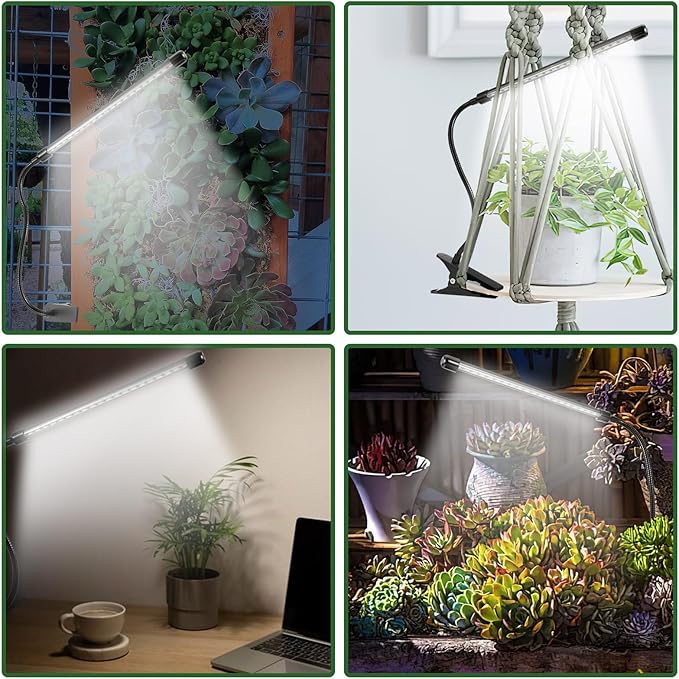 Grow Lights for Seed Starting, 6000K Full Spectrum Grow Lights for Indoor Plants Like Succulents, Fruits and Vegetables, Plant Light with Auto On Off Timing, 9 Dimming, 360 Degree Adjustable