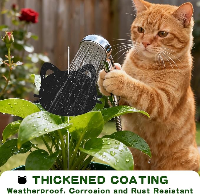 25-Pack Iron Metal Cute Cat's Head Shaped Garden Markers Weatherproof Metal Plant Labels Large Planting Seedling Stake Signs, Seedlings Herbs Vegetable Greenhouse Gifts with White Marker Pen Labels