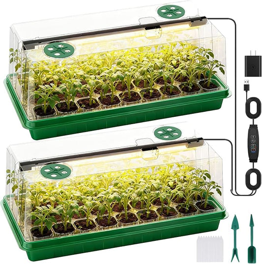 72 Cells Seed Starter Tray with Grow Light, Seed Starter Kit Full Spectrum with 5 Dimmable Brightness & Timer, Indoor Plant Grow Tray for Beginners & Seasoned Gardeners, Gardening Gifts